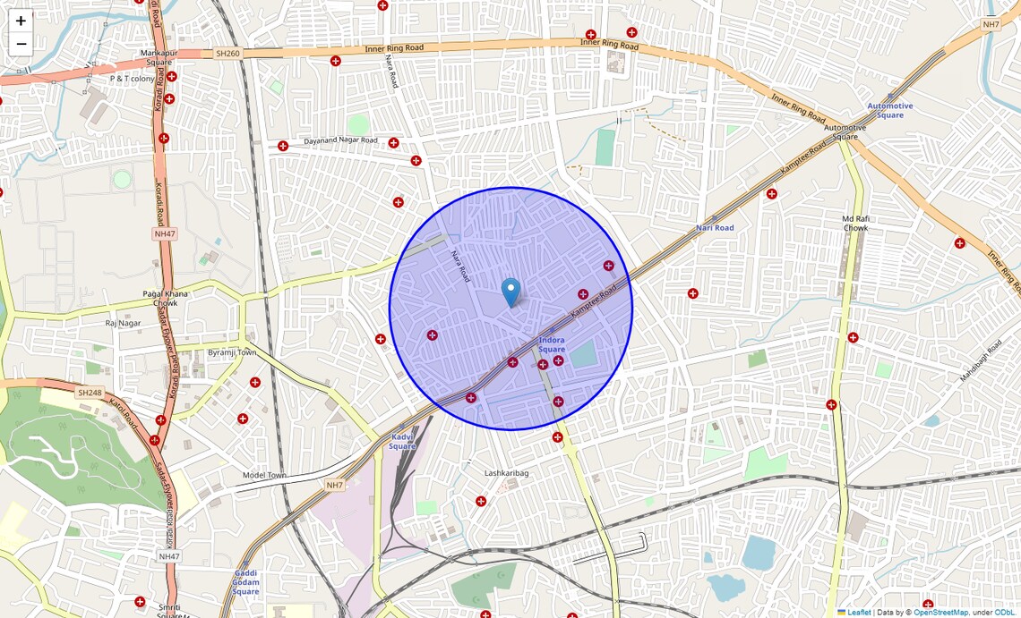 Location Map of Indora, Nagpur