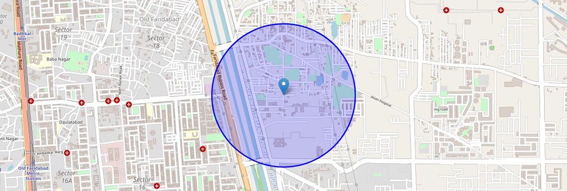 Location Map of Indra Colony, Faridabad