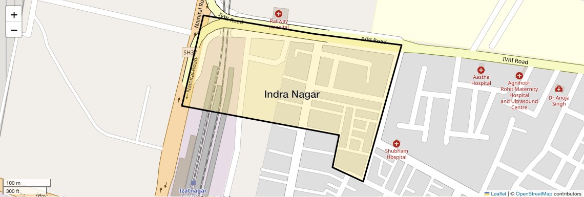 Location Map of Indra Nagar, Bareilly