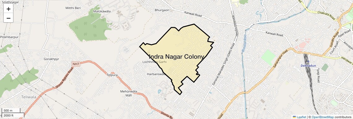 Location Map of Indra Nagar Colony, Dehradun