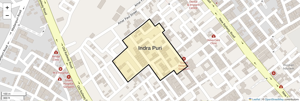 Location Map of Indra Puri, Gurgaon