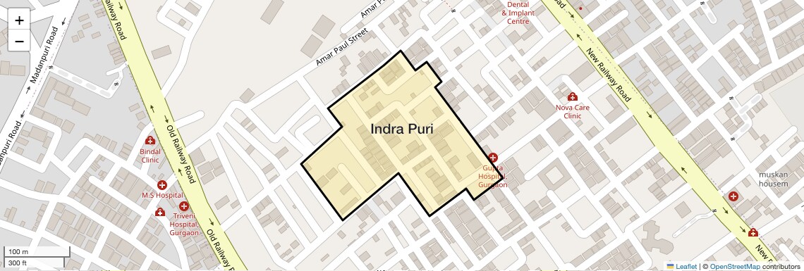 Location Map of Indra Puri, Gurgaon