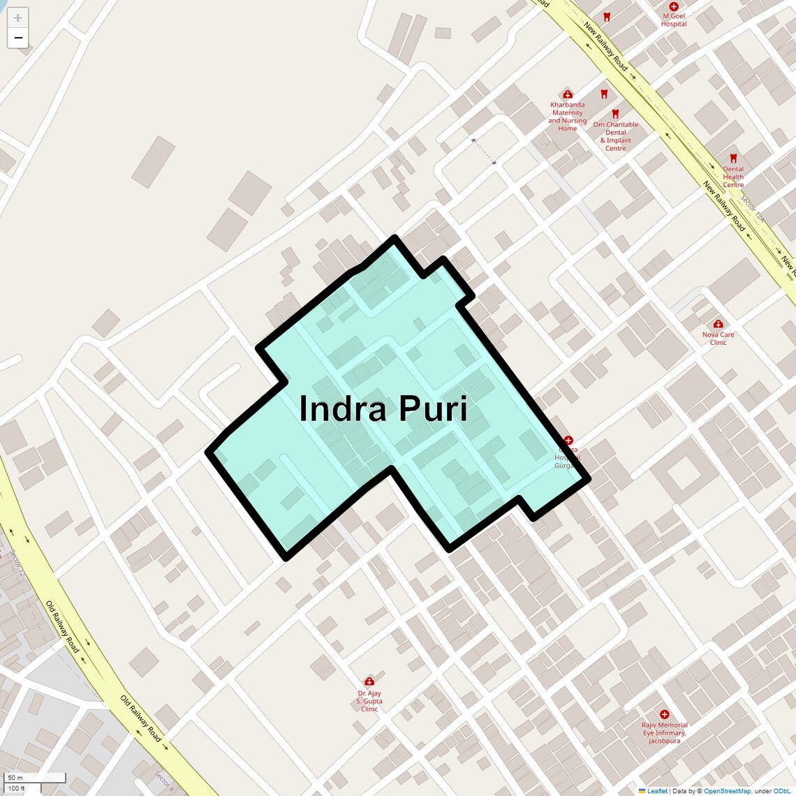 Location Map of Indra Puri, Gurgaon