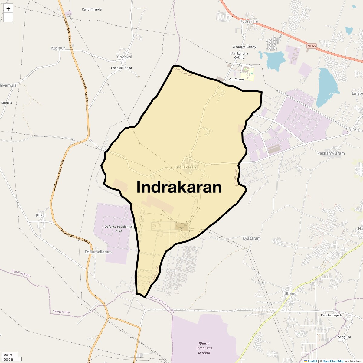 Location Map of Indrakaran, Hyderabad