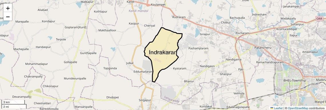 Location Map of Indrakaran, Hyderabad