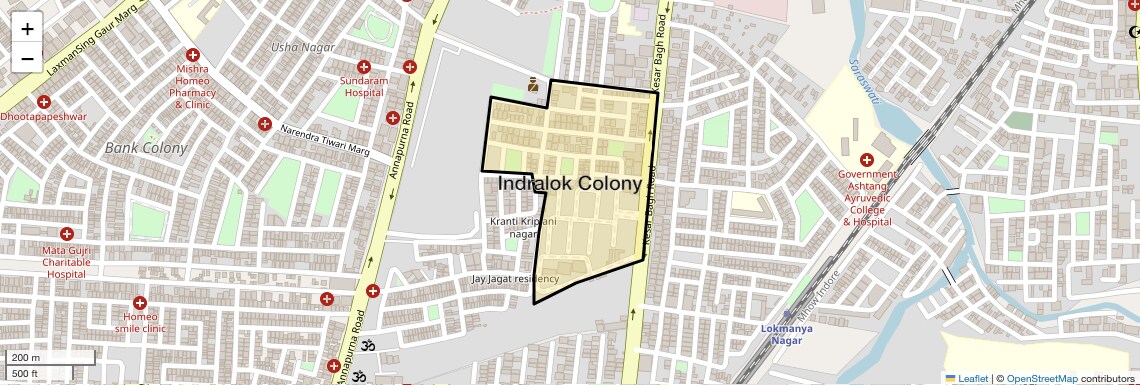 Location Map of Indralok Colony, Indore