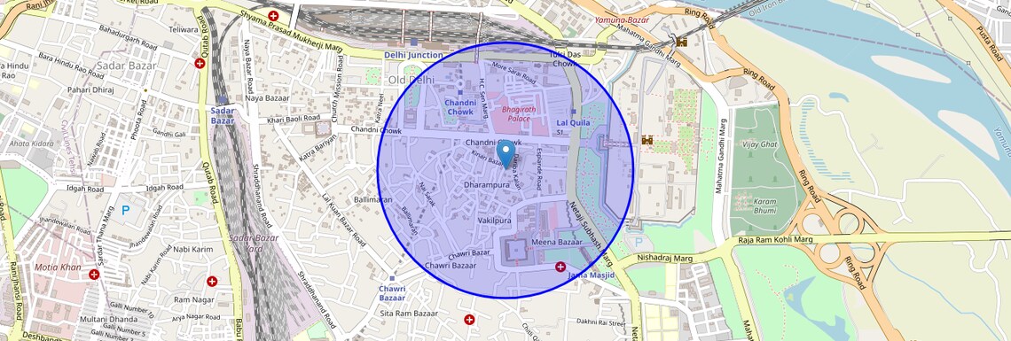 Location Map of Indraprastha, Delhi