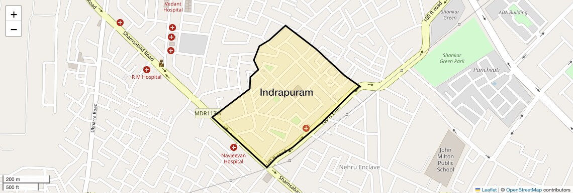 Location Map of Indrapuram, Agra