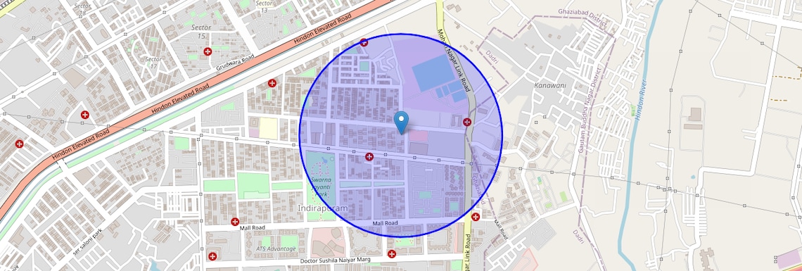 Location Map of Indrapuram, Ghaziabad
