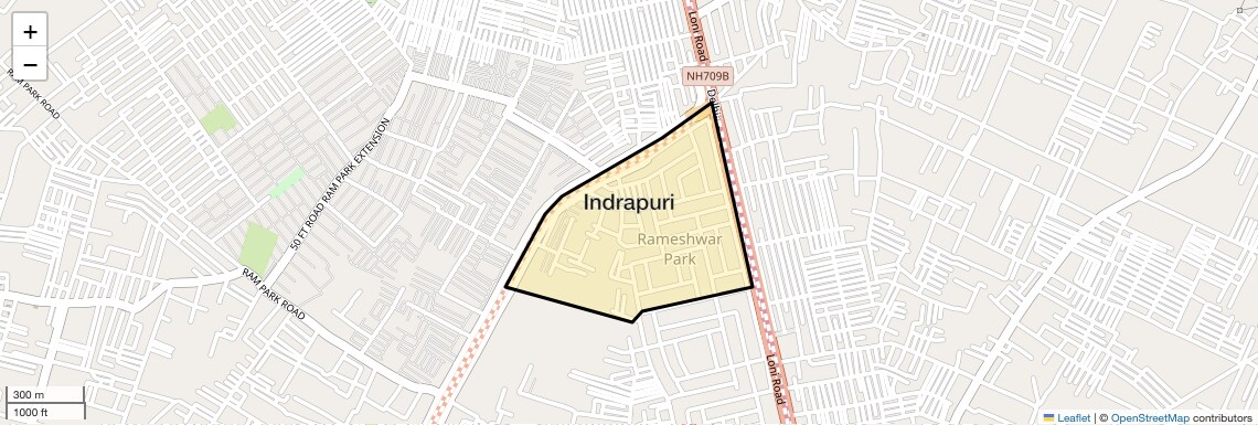 Location Map of Indrapuri, Ghaziabad