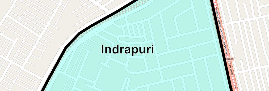 Location Map of Indrapuri, Ghaziabad