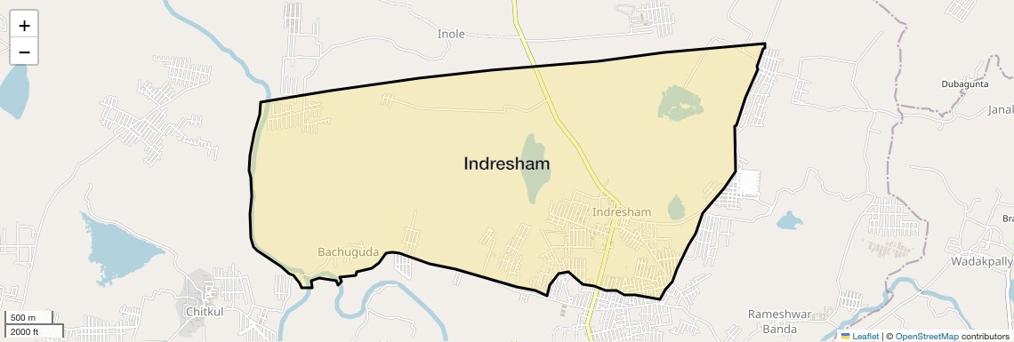 Location Map of Indresham, Hyderabad