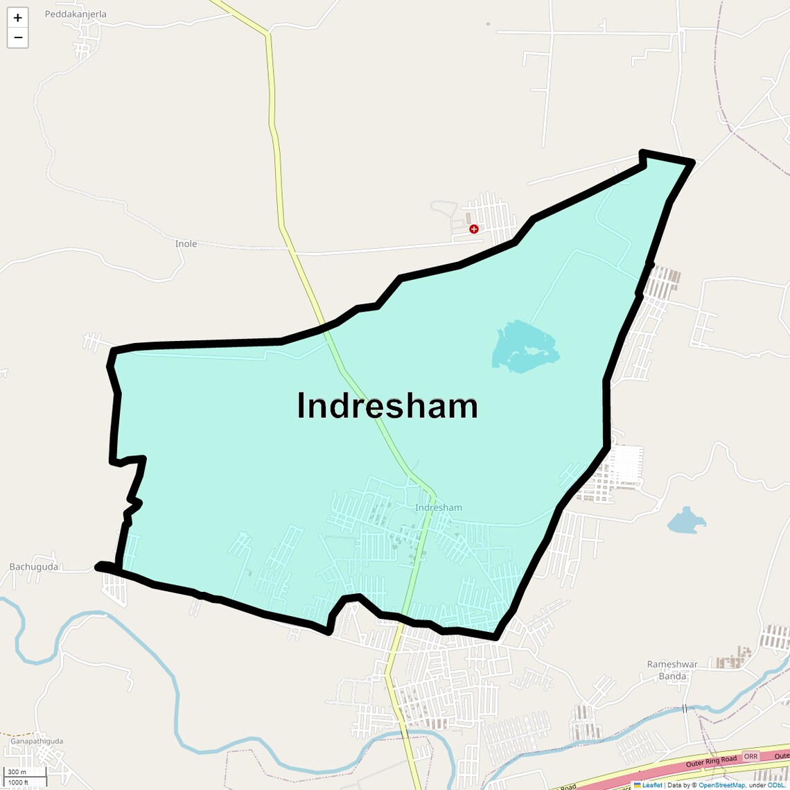 Location Map of Indresham, Hyderabad