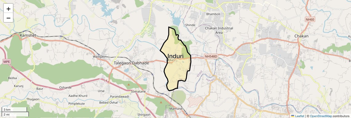 Location Map of Induri, Pune