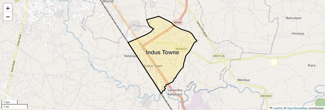 Location Map of Indus Towne, Bhopal