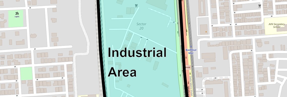 Location Map of Industrial Area, Faridabad