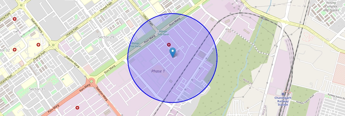 Location Map of Industrial Area Phase I, Chandigarh