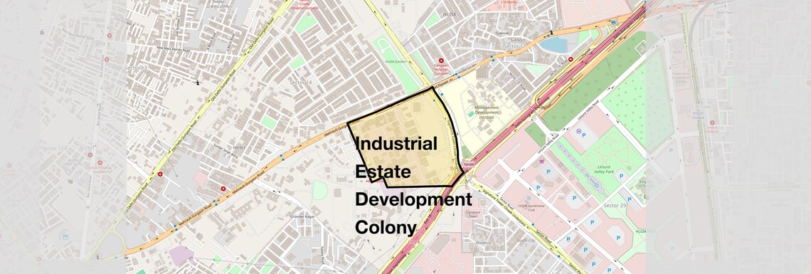 Location Map of Industrial Estate Development Colony, Gurgaon
