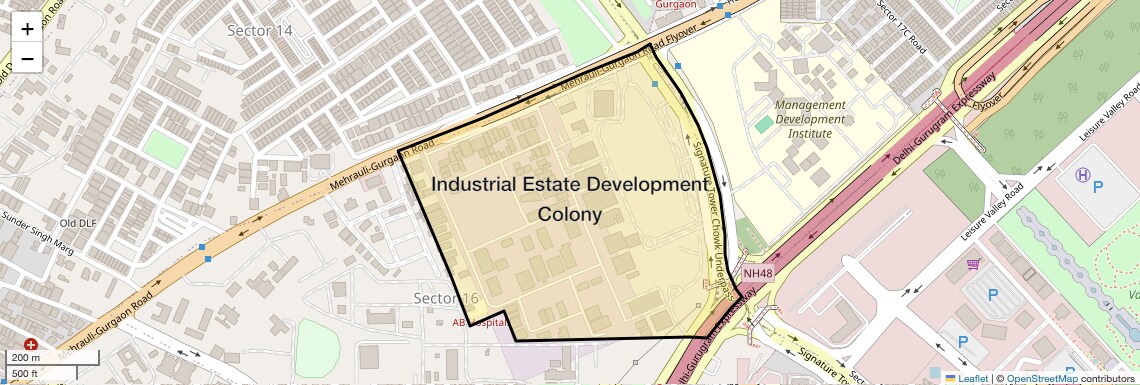 Location Map of Industrial Estate Development Colony, Gurgaon