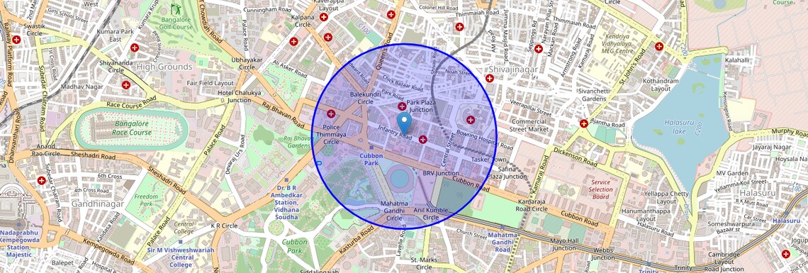 Location Map of Infantry Road, Bangalore