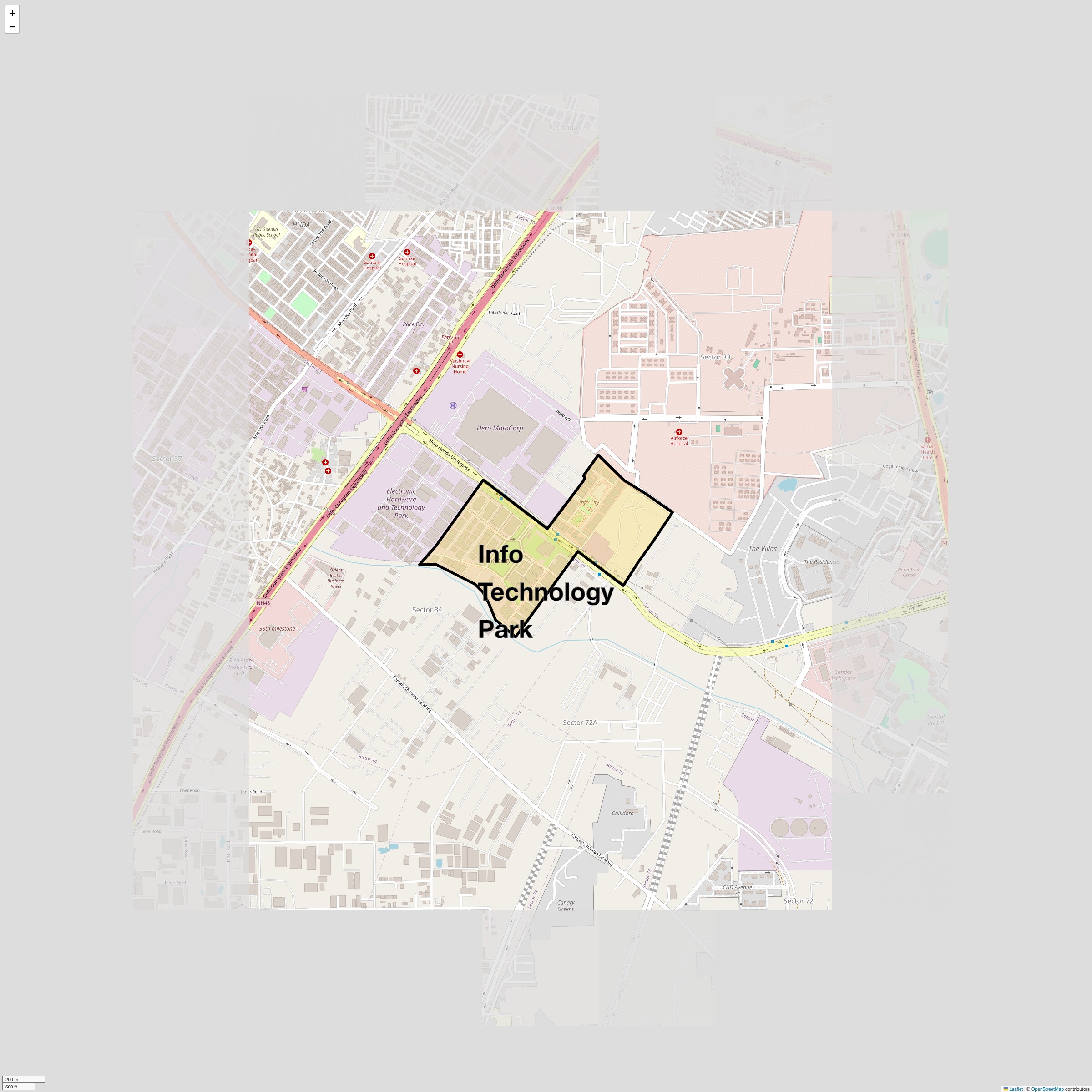 Location Map of Info Technology Park, Gurgaon