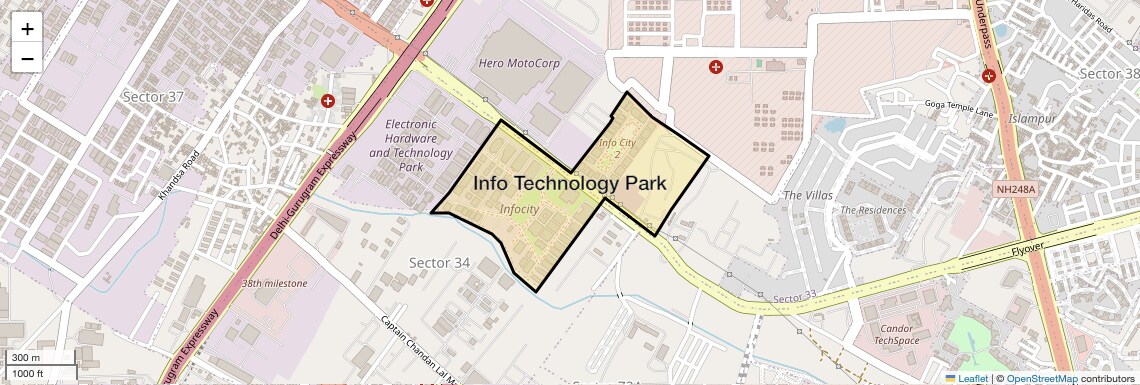 Location Map of Info Technology Park, Gurgaon