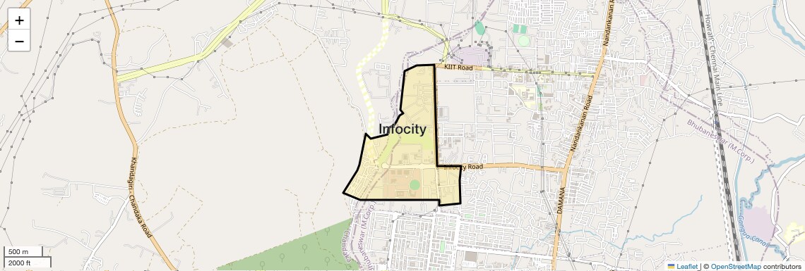 Location Map of Infocity, Bhubaneswar