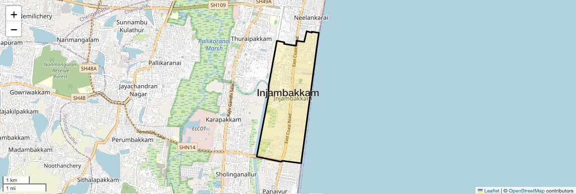 Location Map of Injambakkam, Chennai