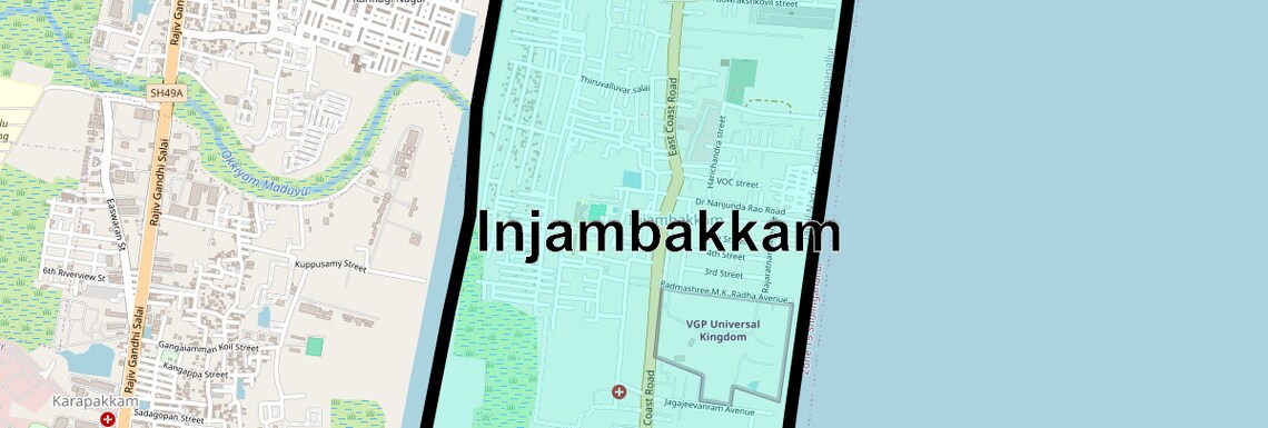 Location Map of Injambakkam, Chennai
