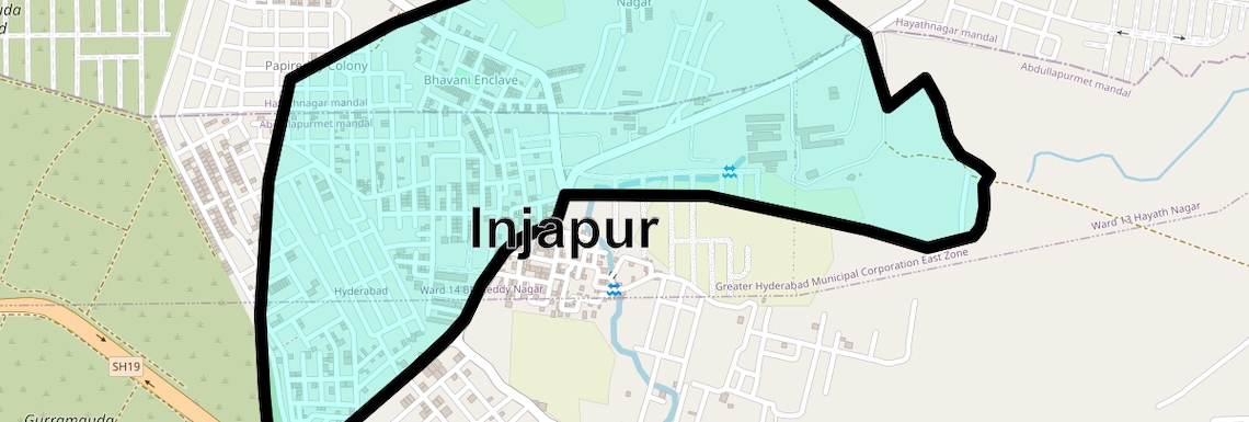 Location Map of Injapur, Hyderabad