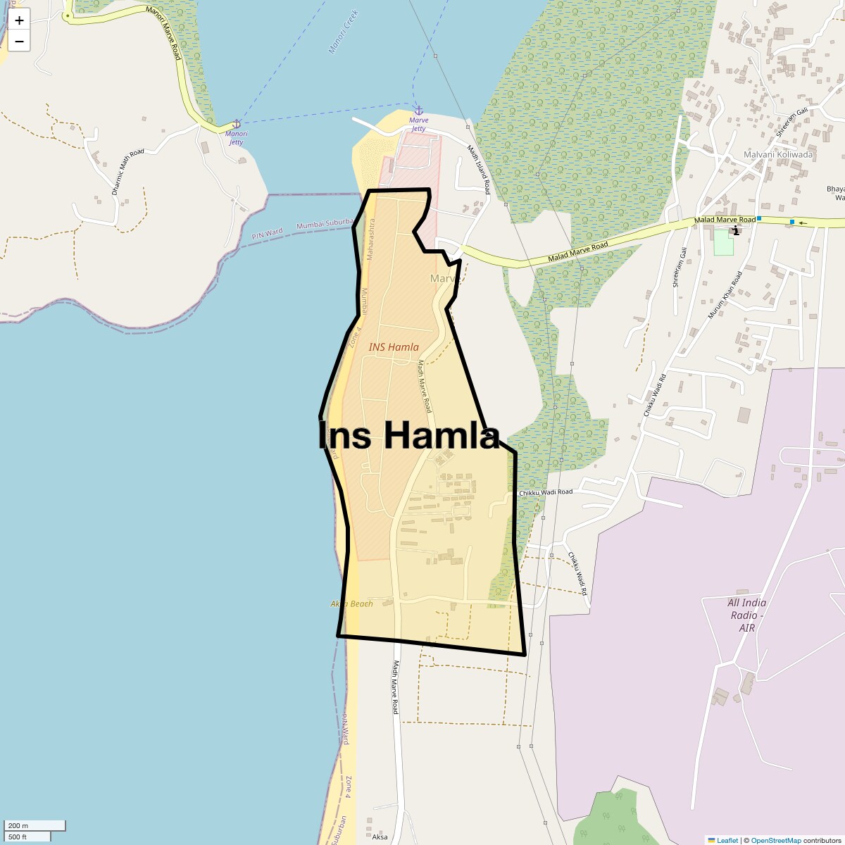 Location Map of Ins Hamla, Mumbai