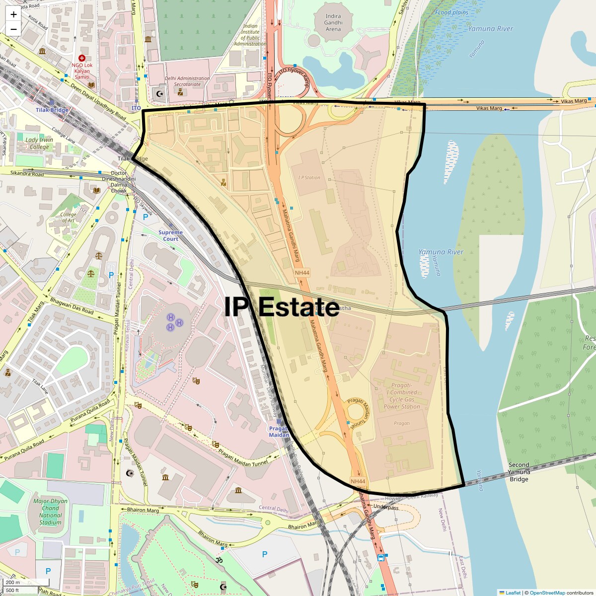 Location Map of Ip Estate, Delhi