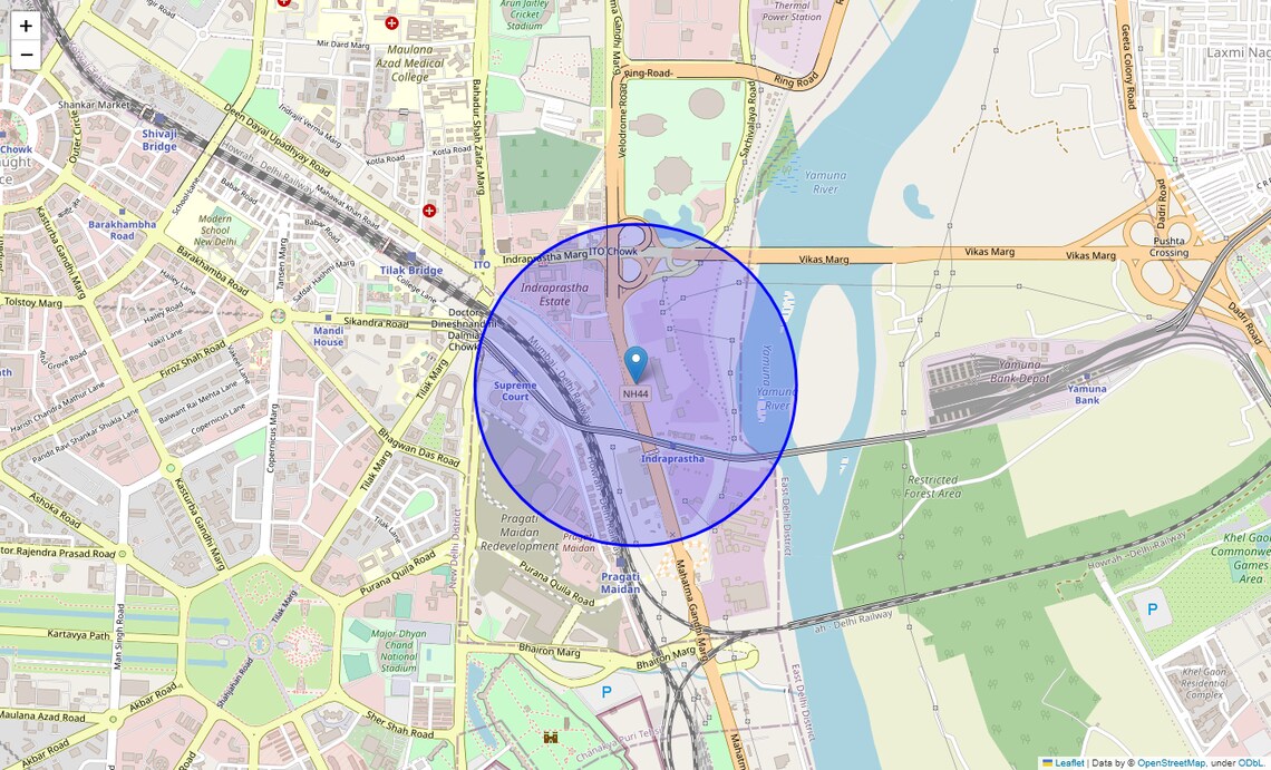 Location Map of Ip Estate, Delhi