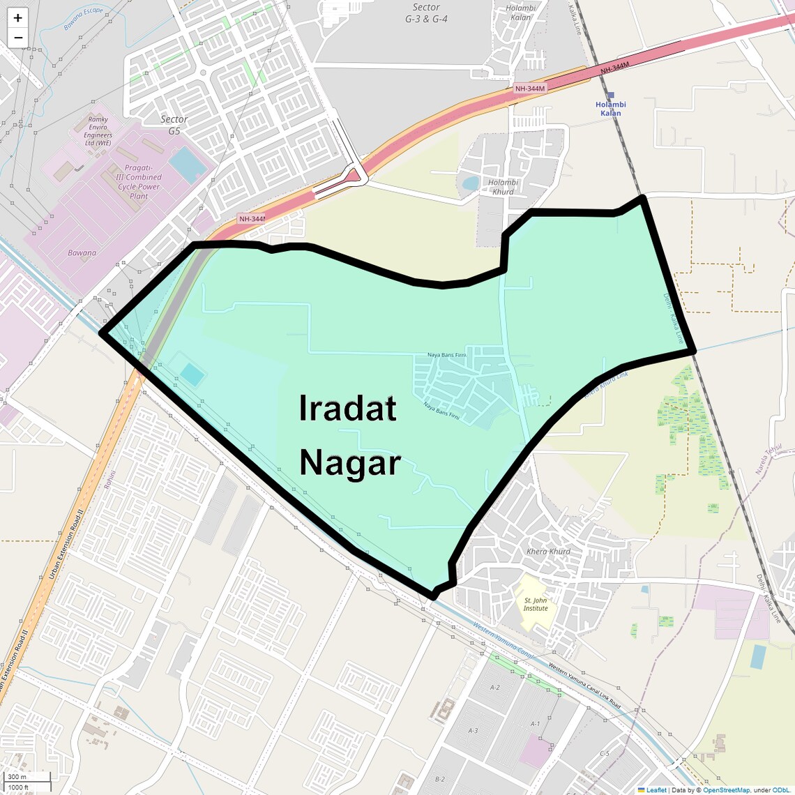 Location Map of Iradat Nagar, Delhi