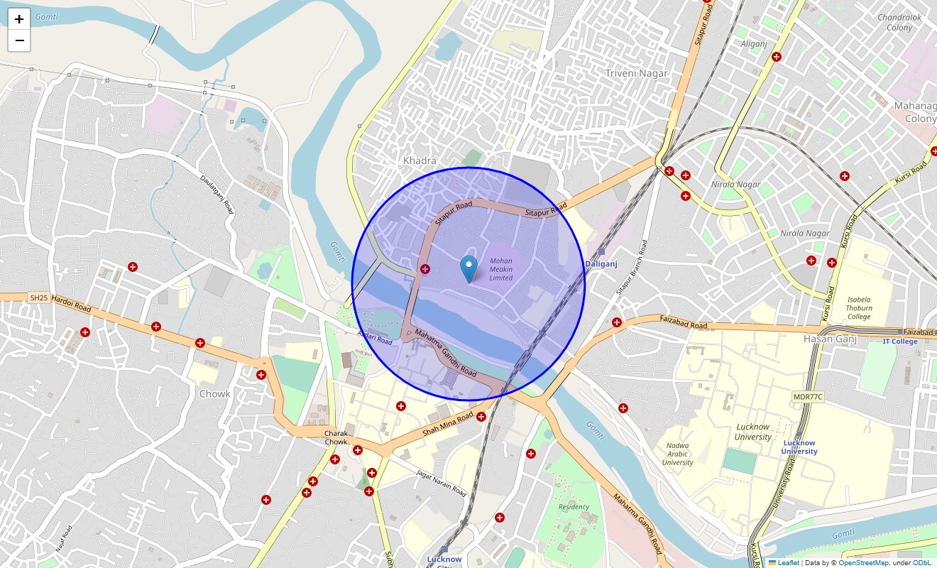 Location Map of Iradat Nagar, Lucknow