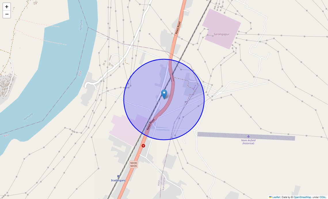 Location Map of Iradatganj, Allahabad