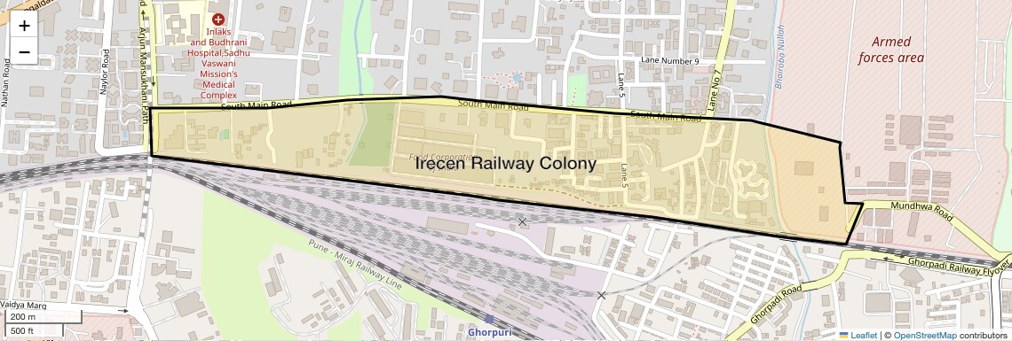 Location Map of Irecen Railway Colony, Pune