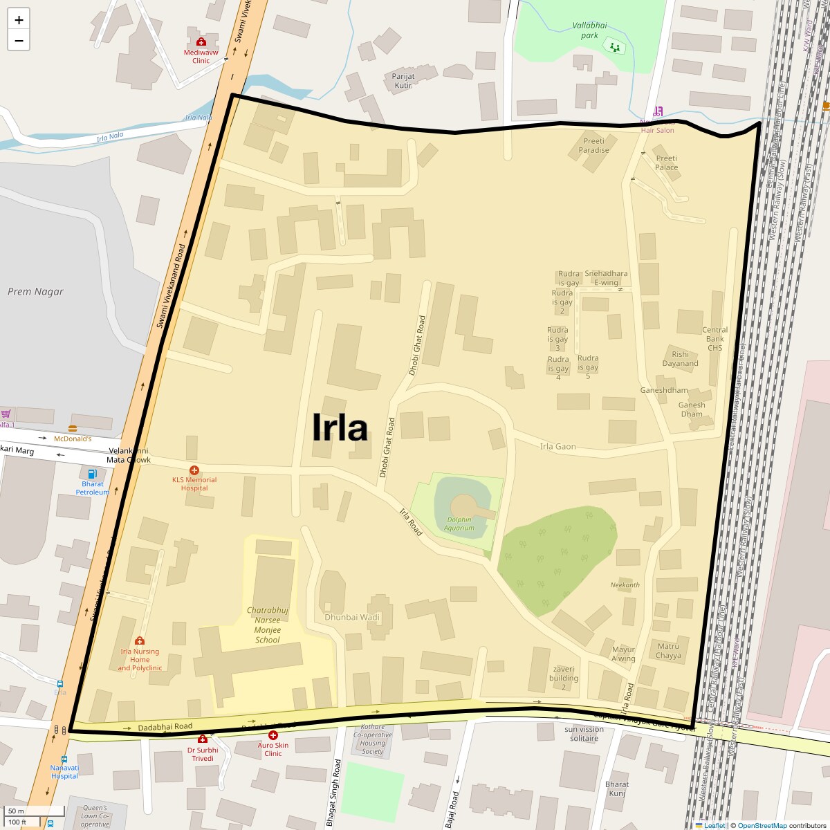 Location Map of Irla, Mumbai