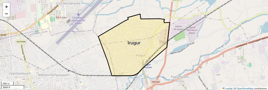Location Map of Irugur, Coimbatore