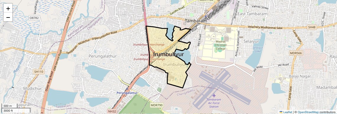 Location Map of Irumbuliyur, Chennai