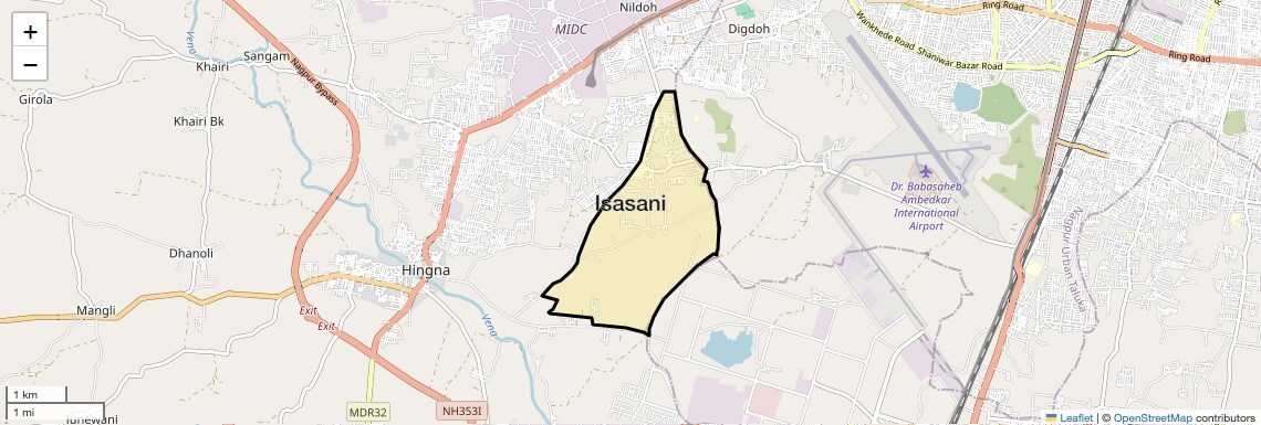 Location Map of Isasani, Nagpur