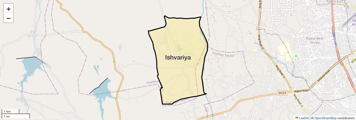 Location Map of Ishvariya, Rajkot