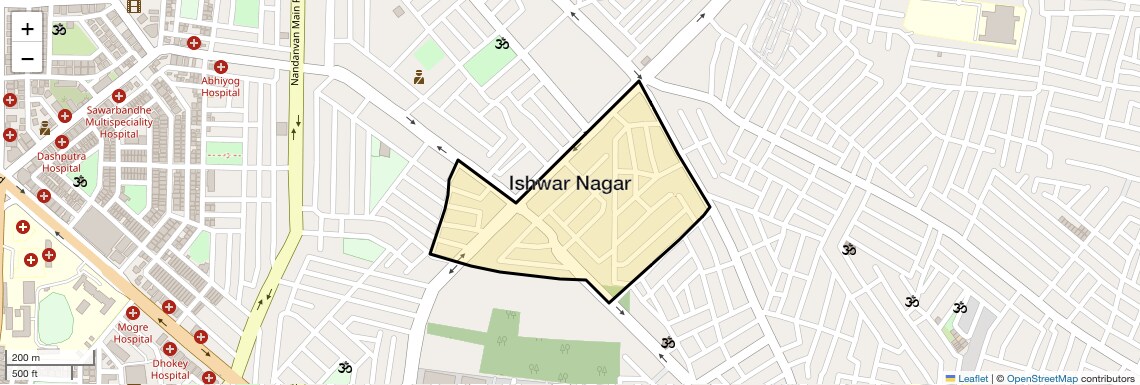Location Map of Ishwar Nagar, Nagpur
