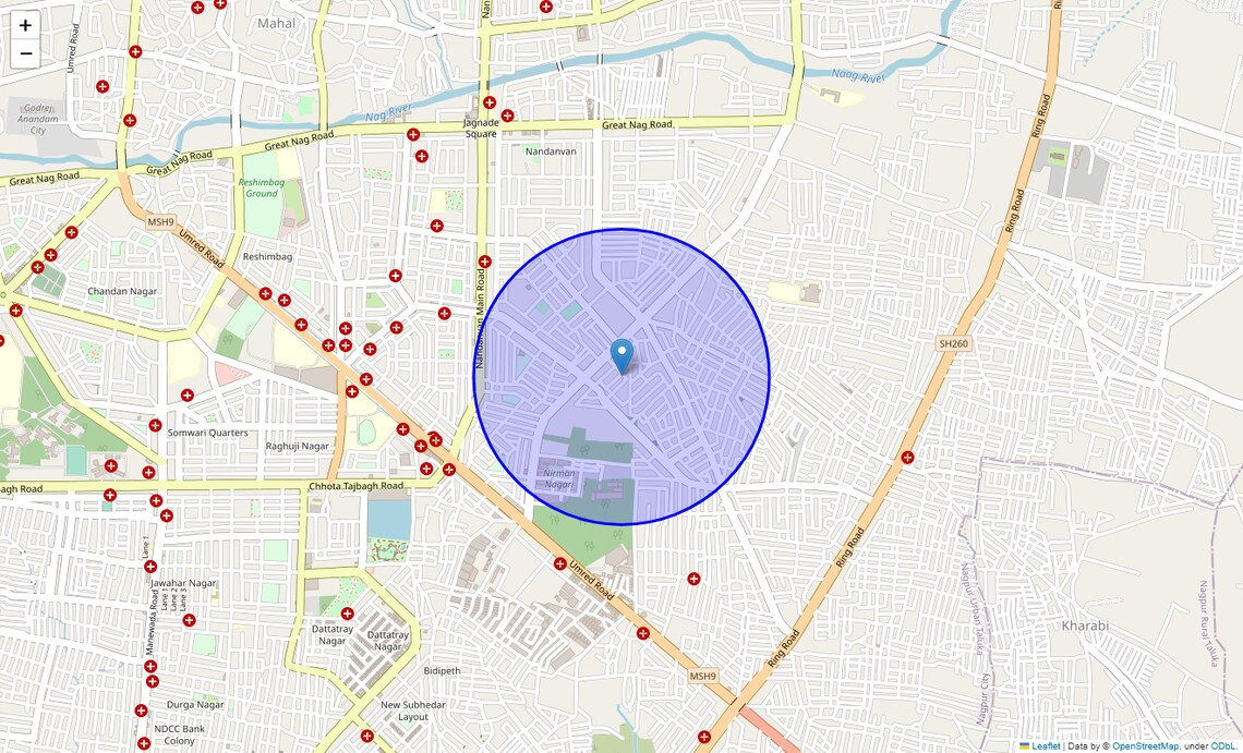 Location Map of Ishwar Nagar, Nagpur