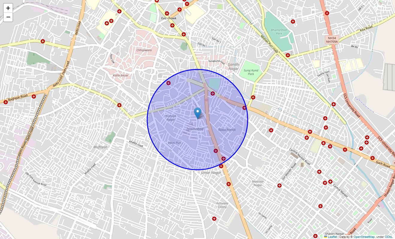 Location Map of Islamabad, Meerut