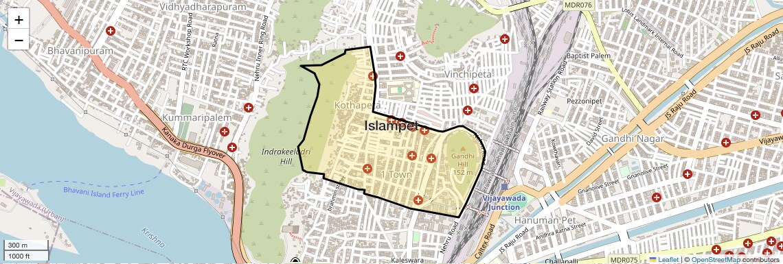 Location Map of Islampet, Vijayawada