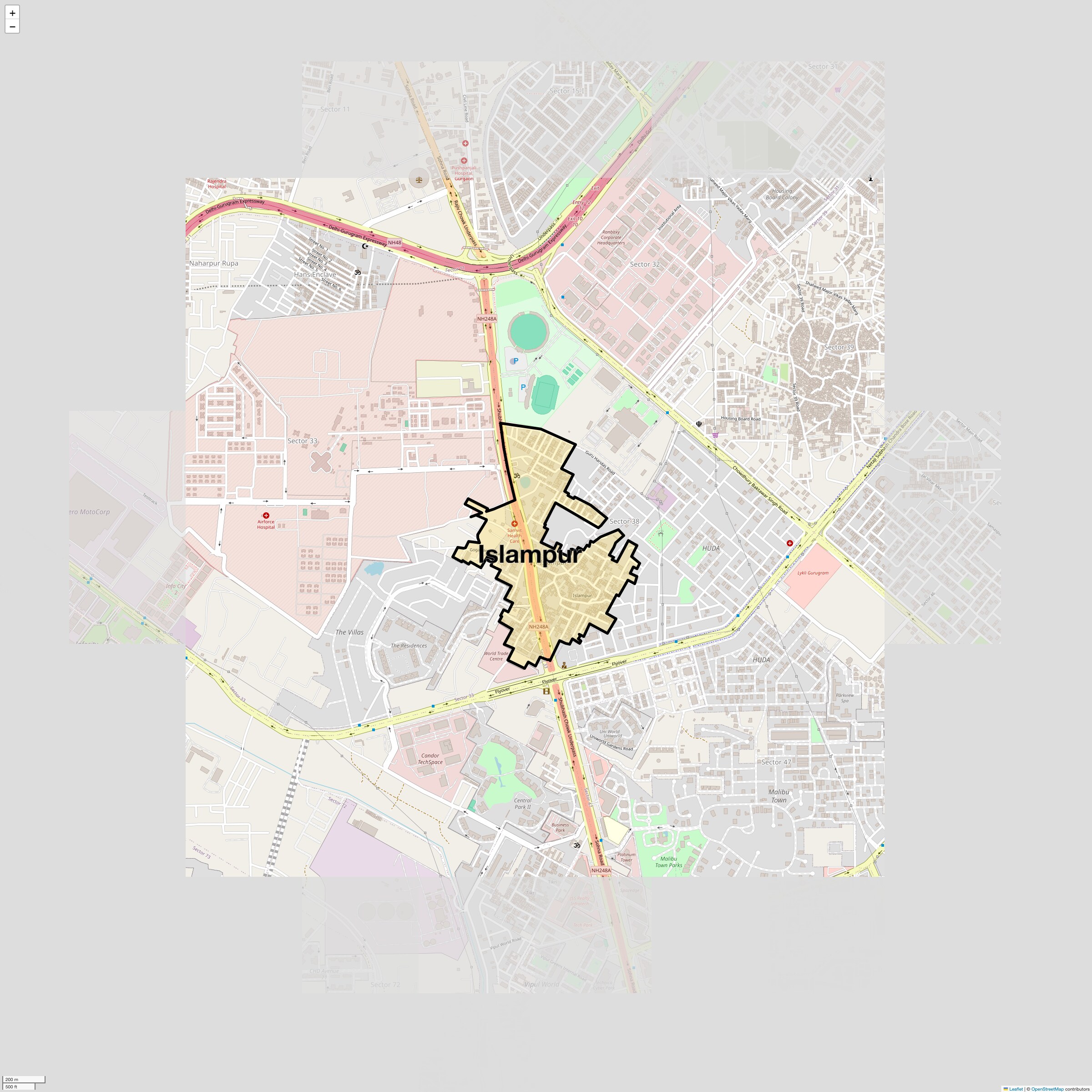 Location Map of Islampur, Gurgaon