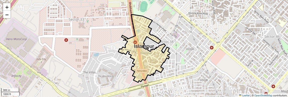 Location Map of Islampur, Gurgaon