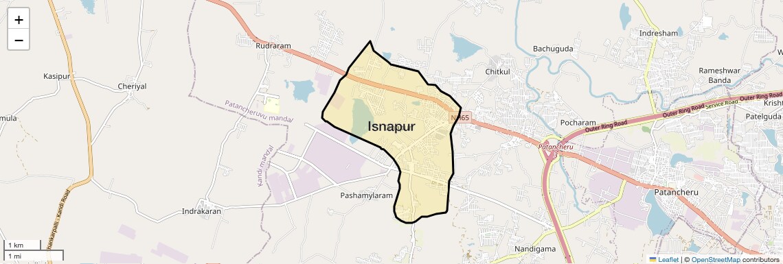 Location Map of Isnapur, Hyderabad