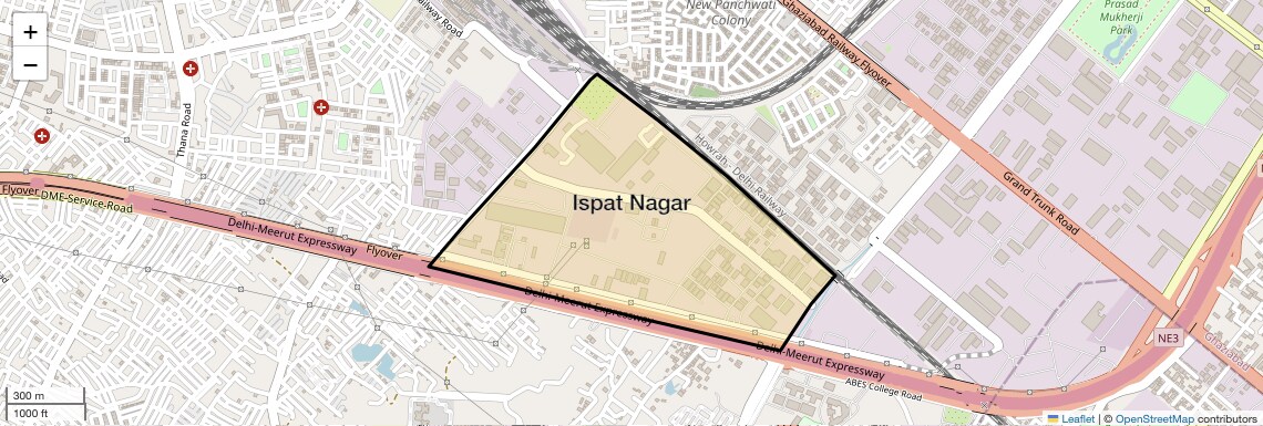 Location Map of Ispat Nagar, Ghaziabad